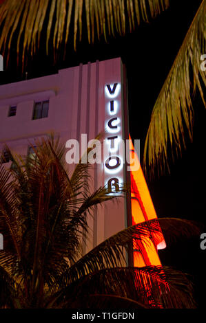 Hotel Victor auf der Sehenswürdigkeiten Ocean Drive im Art déco-Viertel von Miami Beach Stockfoto