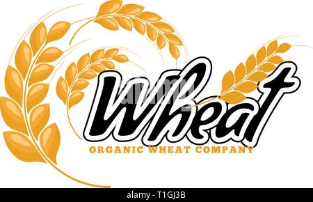 Weizen Logo Vorlage für die Bäckerei oder organischen Farm Produktkonzept. Flat Style Vector Illustration. Stock Vektor