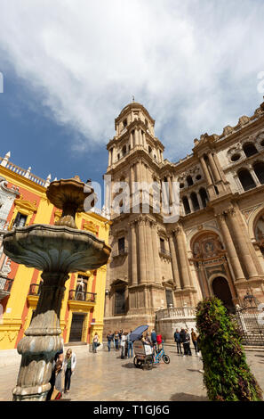 Die Kathedrale von Malaga und die Bischöfe Palast, dem Plaza del Obispo, Malaga Stadt, Malaga, Andalusien, Spanien Stockfoto