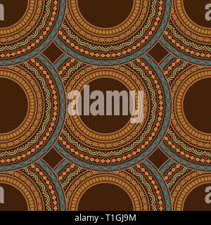Adinkra afrikanische nahtlos mit Symbolen. Antike Muster. Vector Illustration. Stock Vektor
