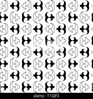 Nahtlose afrikanischen Adinkra Muster - Schwarz und Weiß digital art Ritual Symbole und Siebdruck Nationen und Stämmen Akan in Ghana und Côte DIvoire. Stock Vektor