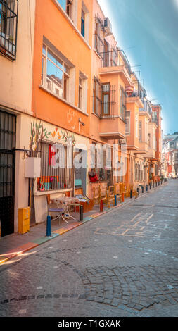 Bunte Häuser in Balat Stadtteil Fatih, Istanbul. Stockfoto