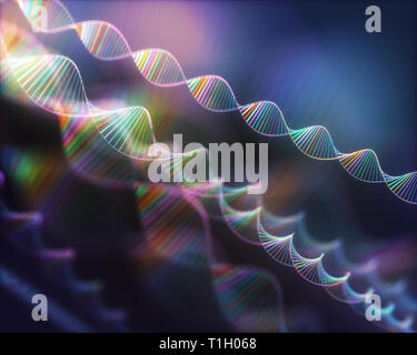 Bild von den genetischen Code der DNA. Konzept Bild für den Einsatz als Hintergrund. Farbige 3D-Darstellung. Stockfoto