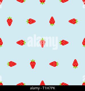 Erdbeere Pixel-art Muster Nahtlose. Berry Hintergrund 8 Bit. Sommer Textur. Vektor Baby tuch Ornament Stock Vektor