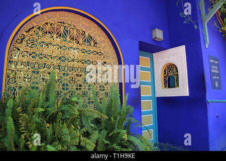 Berber Museum Eingang, Majorelle Garten, Rue Yves Saint Laurent, Gueliz, neue Stadt, Marrakesch, Marrakesh-Safi region, Marokko, Nordafrika Stockfoto