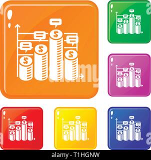 Coin stack Icons Set Vector Farbe Stock Vektor