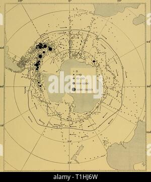 Reports (1964) Entdeckung berichten discoveryreports 32 inst Jahr: 1964 DIE ÄLTEREN PHASEN I9S I 20 p lSO° W 180°E 150° Bild. 25. Verteilung der Frauen verbracht, von November bis April. Stockfoto