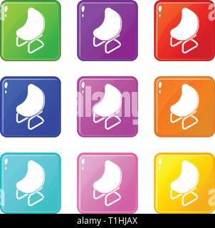 Mode Stuhl Icons Set 9 Colour Collection Stock Vektor
