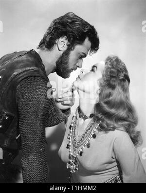 Tony Curtis, Janet Leigh die Wikinger Regisseur Richard Fleischer 1958 Brynaprod S.A./Bavaria Film/Curtleigh Produktionen/United Artists Stockfoto