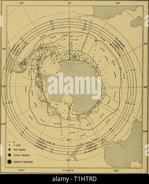 Reports (1964) Entdeckung berichten discoveryreports 32 inst Jahr: 1964 372 Entdeckung berichten Abb. 120. Verteilung der Sechsten Furcilias, die aus dem spawnings von einem Jahr oder mehr vor dem Überleben. Ice-kante Februar bedeuten. Stockfoto