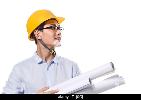 Der junge Mann mit Helm Stockfoto