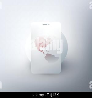 Globale Netzwerke Design Globus (Nord- und Südamerika) und Smartphone Silhouette - Vector Template für Ihr Unternehmen Stock Vektor