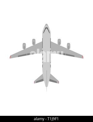 Weiß Passagierflugzeug. Blick von oben. Flache Bauform. Vector Illustration Stock Vektor