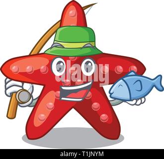 Angeln rote Seesterne in der Karikatur Form Vector Illustration Stock Vektor