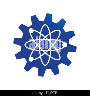 Blaue Zahnrad Cog Science Engineering Atom Vektor Symbol Grafik Logo Design Template Stock Vektor