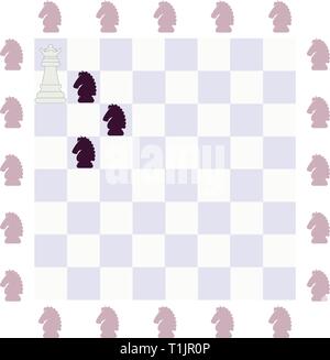 Ritter Schachfiguren in einem Muster oder Textur semlessly verbinden Hintergrund angeordnet Stock Vektor