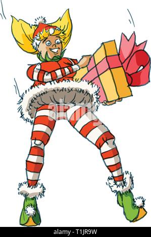 Elf Mädchen mit vorhanden droping aus dem Himmel. Stock Vektor