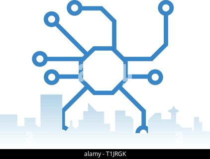 Stromkreis Octopus terrorisiert die Stadt. Stock Vektor