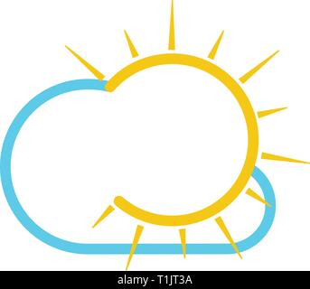 Einfach Sonne und Wolken Wetter Grafik Stock Vektor