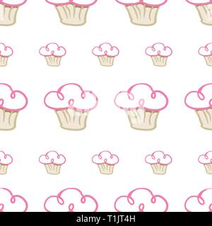 Cup Cake, flauschige Vereisung muffin Wallpaper seanless Fliese Muster Design Grafik Stock Vektor