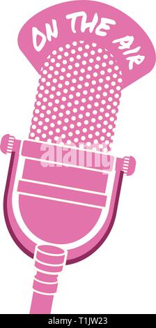 Rosa im alten Stil' auf der Luft ign broadccast Mikrofon Stock Vektor