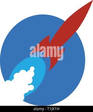 Rakete, Start oder Landung mit einer Flamme von Rauch & Feuer aus dem Motor Stock Vektor