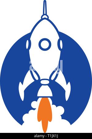 Rakete, Start oder Landung mit einer Flamme von Rauch & Feuer aus dem Motor Stock Vektor