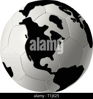Fußball-Globus mit Kontinenten Stock Vektor