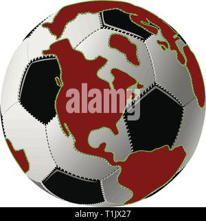 Fußball-Globus mit Kontinenten Stock Vektor