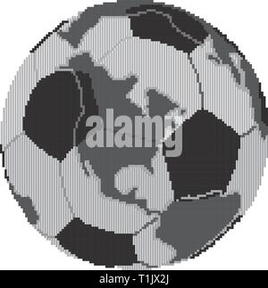 Pixelated Fussball Globus Fussball Globus mit Kontinenten Stock Vektor