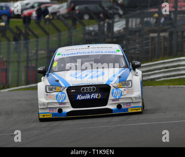 Brands Hatch motorsport Circuit, Seeburg, Kent, England, 27. März 2019, Saison Launch Event und Medien Tag für die britischen Tourenwagen Meisterschaft, BTCC. Mark Blundell, Audi S3, Chris McEvoy/Alamy Leben Nachrichten. Stockfoto