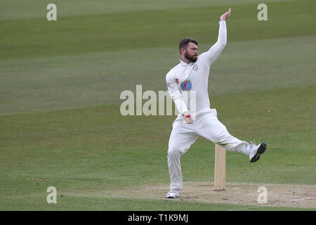 CHESTER LE STREET, UK, 27. März Ryan Pringle von Durham während des MCC-Universität von Durham County Cricket Club und Durham MCCU im Emirates Riverside, Chester Le Street am Mittwoch, 27. März 2019. (Credit: Mark Fletcher | MI Nachrichten) Credit: MI Nachrichten & Sport/Alamy leben Nachrichten Stockfoto