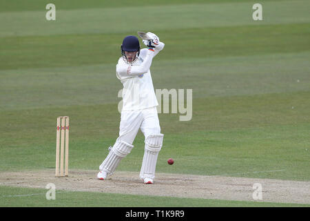 CHESTER LE STREET, UK, 27. März Ross Greenwell von Durham batting während des MCC-Universität von Durham County Cricket Club und Durham MCCU im Emirates Riverside, Chester Le Street am Mittwoch, 27. März 2019. (Credit: Mark Fletcher | MI Nachrichten) Credit: MI Nachrichten & Sport/Alamy leben Nachrichten Stockfoto