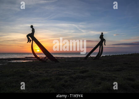 Half Moon Bay, Heysham, Lancashire, 27. März 2019 Anna Gillespies das Schiff auf Anzeige an Halfmoon Bay in Heysham die Skulptur beauftragt von MOrecambe Bay Partnerschaften und Deco Publique als Teil der Vorgewende Headspace öffentlichen Bereich Skulpturen Projekt, das im letzten Sommer Kreditkarte lanciert wurde: Fotografieren Nord/Alamy leben Nachrichten Stockfoto