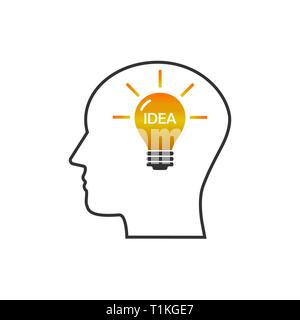 Vector Illustration, flache Bauform. Kopf Idee Symbol Stock Vektor