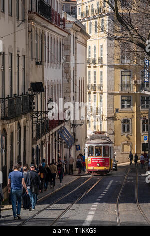 Die Straßenbahn in Lissabon, Portugal Stockfoto