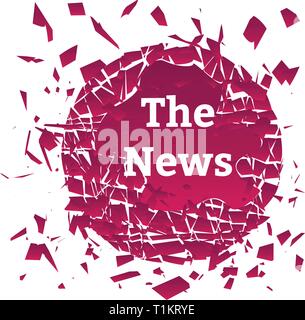 Vector Illustration. Konzept der explosiven unerwartete Nachrichten. Abstrakte Kreis explodiert. Die Partikel fliegen entfernt Stock Vektor