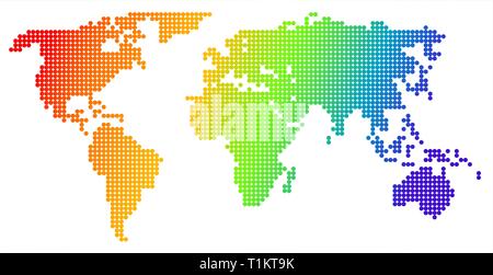 Karte der Welt, aus Farbpunkte Stock Vektor