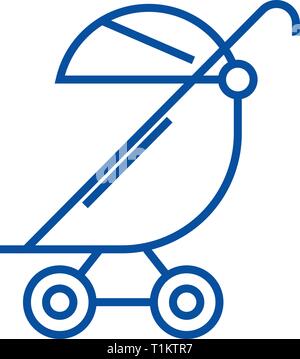 Kinderwagen, Buggy Symbol Leitung Konzept. Kinderwagen, Buggy flachbild Vektor Symbol, Zeichen, umriss Abbildung. Stock Vektor