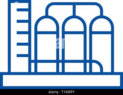 Tanks Symbol Leitung Konzept. Tanks flachbild Vektor Symbol, Zeichen, umriss Abbildung. Stock Vektor
