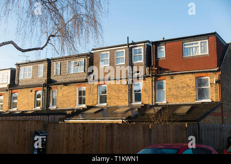 Dormer Dachausbau Ergänzungen/Gauben/dormas/dorma Dächer Erweiterungen auf der Terrasse Haus/Reihenhäuser in Twickenham. Großbritannien (106) Stockfoto