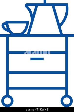 Kaffee, Wandschrank Symbol Leitung Konzept. Tee, Schrank, Flachbild vektor Symbol, Zeichen, umriss Abbildung. Stock Vektor