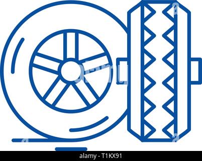 Reifen Symbol Leitung Konzept. Reifen flach Vektor Symbol, Zeichen, umriss Abbildung. Stock Vektor