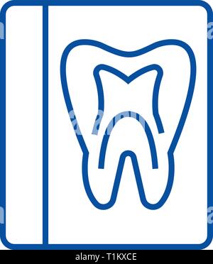 Zahn, Zahnarzt medizinische Bericht Symbol Leitung Konzept. Zahn, Zahnarzt medizinische Bericht flachbild Vektor Symbol, Zeichen, umriss Abbildung. Stock Vektor