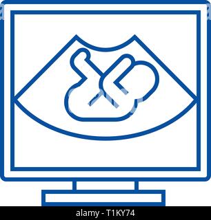 Ultraschall baby Symbol Leitung Konzept. Ultraschall baby Flachbild vektor Symbol, Zeichen, umriss Abbildung. Stock Vektor