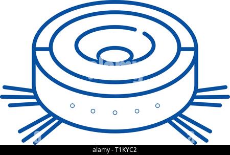 Staubsauger Roboter Symbol Leitung Konzept. Staubsauger Roboter flachbild Vektor Symbol, Zeichen, umriss Abbildung. Stock Vektor