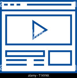 Video Marketing, Online video clip Symbol Leitung Konzept. Video Marketing, online Video Clip flach Vektor Symbol, Zeichen, umriss Abbildung. Stock Vektor