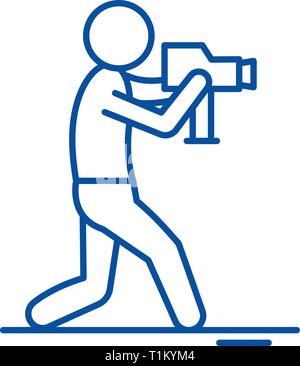 Video operator Symbol Leitung Konzept. Video operator Flachbild vektor Symbol, Zeichen, umriss Abbildung. Stock Vektor