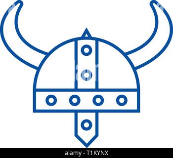 Wikinger Helm Symbol Leitung Konzept. Viking Integralhelm vektor Symbol, Zeichen, umriss Abbildung. Stock Vektor