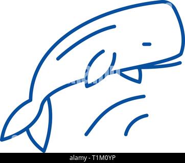 Wal Symbol Leitung Konzept. Wal flachbild Vektor Symbol, Zeichen, umriss Abbildung. Stock Vektor